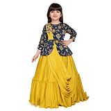 Betty By Tiny Kingdom Three Fourth Sleeveless Floral Applique & Embroidered Party Gown With Attached Stylish Dupatta - Yellow