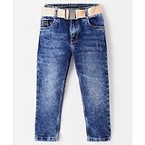 Ruff Denim Full Length Solid Jeans with Belt - Navy Blue