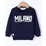 Ruff Fleece Knit Full Sleeves Sweatshirt Text Print -Navy Blue