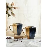 VarEesha The Mug Shot Mustard Grey Ceramic Coffee Mugs Set of Two