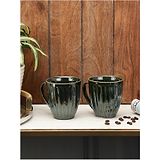 VarEesha The Mug Shot Copper Green Ceramic Coffee Mugs Set of Two