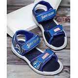 Toothless Avengers Featuring Super Soldier Text Detailed Velcro Closure Sandals - Blue