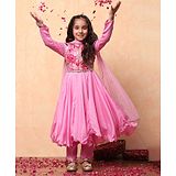 BIBA Full Sleeves Floral Printed & Sequins & Lace Embellished Kurta & Pant With Dupatta Set - Pink