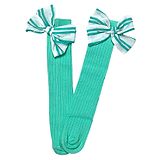 Little Surprise Box White Striped 3D Big Bow Calf Length Elastic Cotton Socks - Mint Green