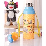 Nabhya Insulated Inner Steel Cartoon Print water Bottle With Straw &Side Strap For Kids 480 ml Bottle (Yellow)