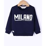 Ruff Fleece Knit Full Sleeves Sweatshirt Text Print - Navy Blue