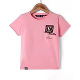 Ruff Cotton Knit Half Sleeves Text Printed T-Shirt With Patch - Pink