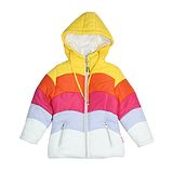 Okane Knit Full Sleeves Solid Colour Block  Padded Hooded Jacket - Yellow Orange & White