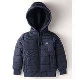 OKANE Woven Full Sleeves Solid Colour Hooded Padded Jacket - Navy Blue