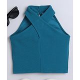 Taffykids Sleeveless Textured Crop Top - Teal Blue