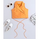 Taffykids Sleeveless Solid Blazer Crop Top - Yellow