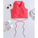 Taffykids Sleeveless Solid Blazer Crop Top - Pink