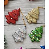 eCraftIndia Set of 4 Sparkly Christmas Trees for Decor (Red, Green, Gold, Silver)