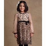 One Friday Full Sleeves Text Printed Dress - Beige