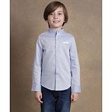 One Friday Cotton Full Sleeves Solid Shirt - Blue