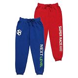 Clothe Funn Cotton Pack Of 2 Next Level & Super Race Text Printed Track Pants - Royal Blue & Red