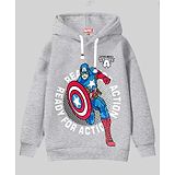 KUCHIPOO Fleece Full Sleeves Marvel Featuring Captain America Printed Hoodie - Grey