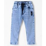 Ruff Woven Full Length Denim Jeans With Text Applique - Light Blue