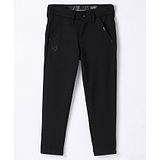 RUFF Cotton Woven Full Length Trouser With Logo Print - Black