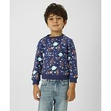 Nauti Nati Full Sleeves Space Theme Printed Sweater - Navy Blue