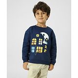 Nauti Nati Fleece Full Sleeves Ghosts Printed Sweatshirt - Navy Blue