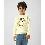 Nauti Nati Fleece Full Sleeves Tiger Printed Sweatshirt - Off White