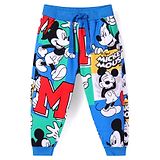 Babyhug Disney Cotton Terry Knit Full Length Lounge Pants With Mickey Mouse Graphics - Blue