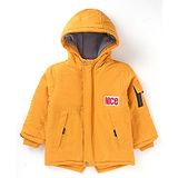 Kookie Kids Full Sleeves Hooded Winter Jacket With Solid Colour - Mustard