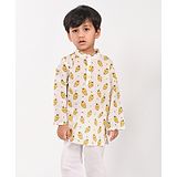 HOUSE OF AUROMO Cotton Full Sleeves Mangoes Printed Kurta - White