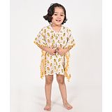 HOUSE OF AUROMO Cotton Batwing Sleeves Mangoes Printed Dress - White