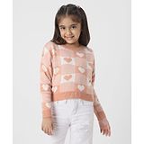 Nauti Nati Full Sleeves Hearts Designed Sweater - Pink