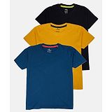 Kiddopanti Cotton Jersey Pack Of 3 Half Sleeves Solid Tee - Black Mustard & Teal Blue