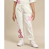 Kidsville Mettel Featuring Barbie Text Printed Joggers - Off White