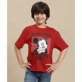 Kidsville Mickey & Friends Featuring Half Sleeves Mickey Mouse Printed Tee - Red