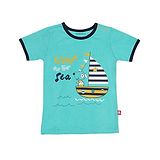 Nino Bambino Sail Boat Print T-Shirt - Sea Blue