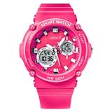 Spiky Round Premium Analog Digital Kid Watch - Pink