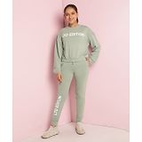 Lil Tomatoes Looper Full Sleeves Ltd Edition Text Printed Track Suit Set - Oil Green