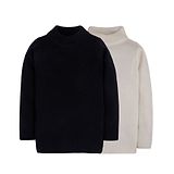 RVK Pack Of 2 Full Sleeves Solid Stretchable Pullover Skivvy Sweater-Black And Off White