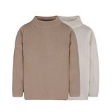 RVK Pack Of 2 Full Sleeves Solid Stretchable Pullover Skivvy Sweater- Off White And Skin