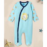 Nauti Nati Soft Cotton Full Sleeves Lion Printed Romper - Blue