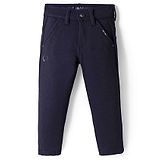 Ruff Cotton Woven  Full Length Solid Color Trousers - Navy Blue