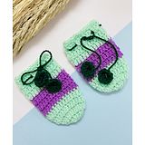 Little Peas Woollen Crochet Designed Colour Block Mittens - Mint Green & Light Purple