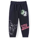 Babyhug Disney Cotton Terry Knit Full Length Lounge Pant With Mickey Mouse Graphics - Black