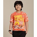 Kidsville Hot Wheels Featuring Half Sleeves Cars Printed Tee -Orange & Yellow