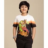 Kidsville Cotton Scooby Doo Featuring Half Sleeves Scoobert Printed Ombre Tee - Black & White