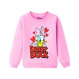 KUCHIPOO Fleece Mickey & Friends Featuring Full Sleeves Daisy Duck Printed Sweatshirt - Pink