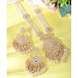 VALLEY OF JEWELLERY -  Gold Plated Wedding Pearl Jewellery Set - Gold