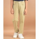 CRIMSOUNE CLUB Cotton Solid Trousers - Beige