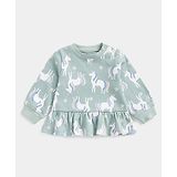 Mothercare Cotton  Full Sleeves Unicorn Printed Sweatshirt  - Green