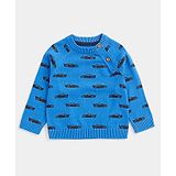 Mothercare Cotton Full Sleeves Vehicles Printed Sweatshirt - Blue